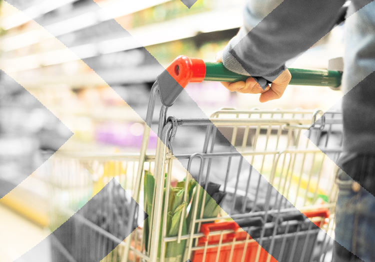 Detail of a man shopping in supermarket