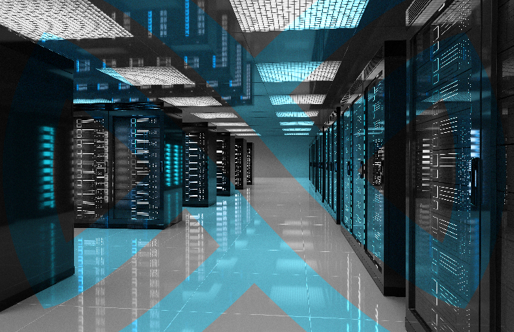 Dark servers data center room